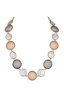 Gold & Black Rhodium Finish Stone Long Necklace