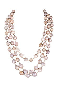 Pink & Grey Three Layered Mala Necklace