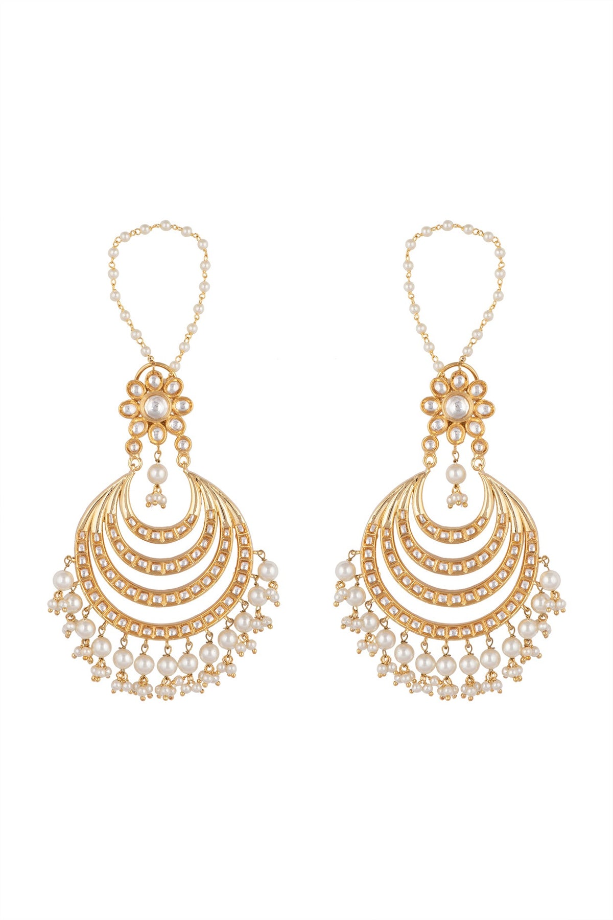 Gold Plated Layered Chandbali Earrings