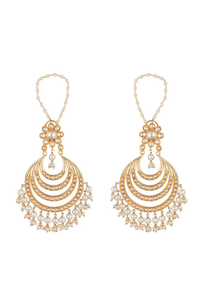 Gold Plated Layered Chandbali Earrings