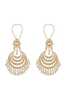 Gold Plated Layered Chandbali Earrings