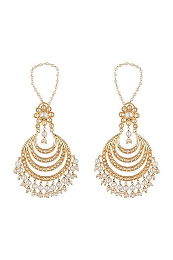 Gold Plated Layered Chandbali Earrings