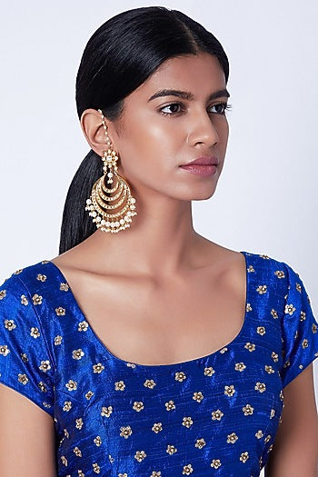 Gold Plated Layered Chandbali Earrings