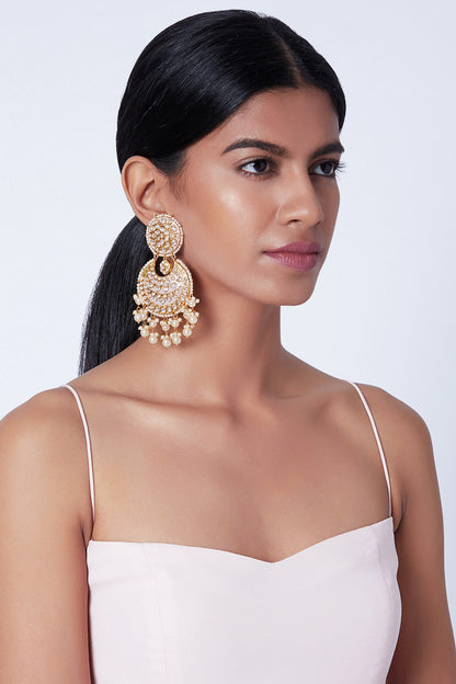 Gold Plated Pearl Chandbali Earrings