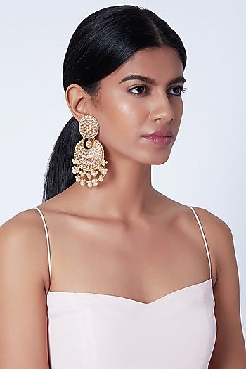 Gold Plated Pearl Chandbali Earrings