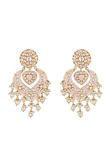 Gold Plated Kundan Meenakari Chandbali Earrings
