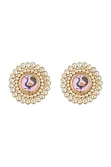 Gold Finish Meenakari Peacock Earrings
