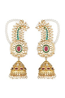 Gold Finish Kundan & Pearl Earrings