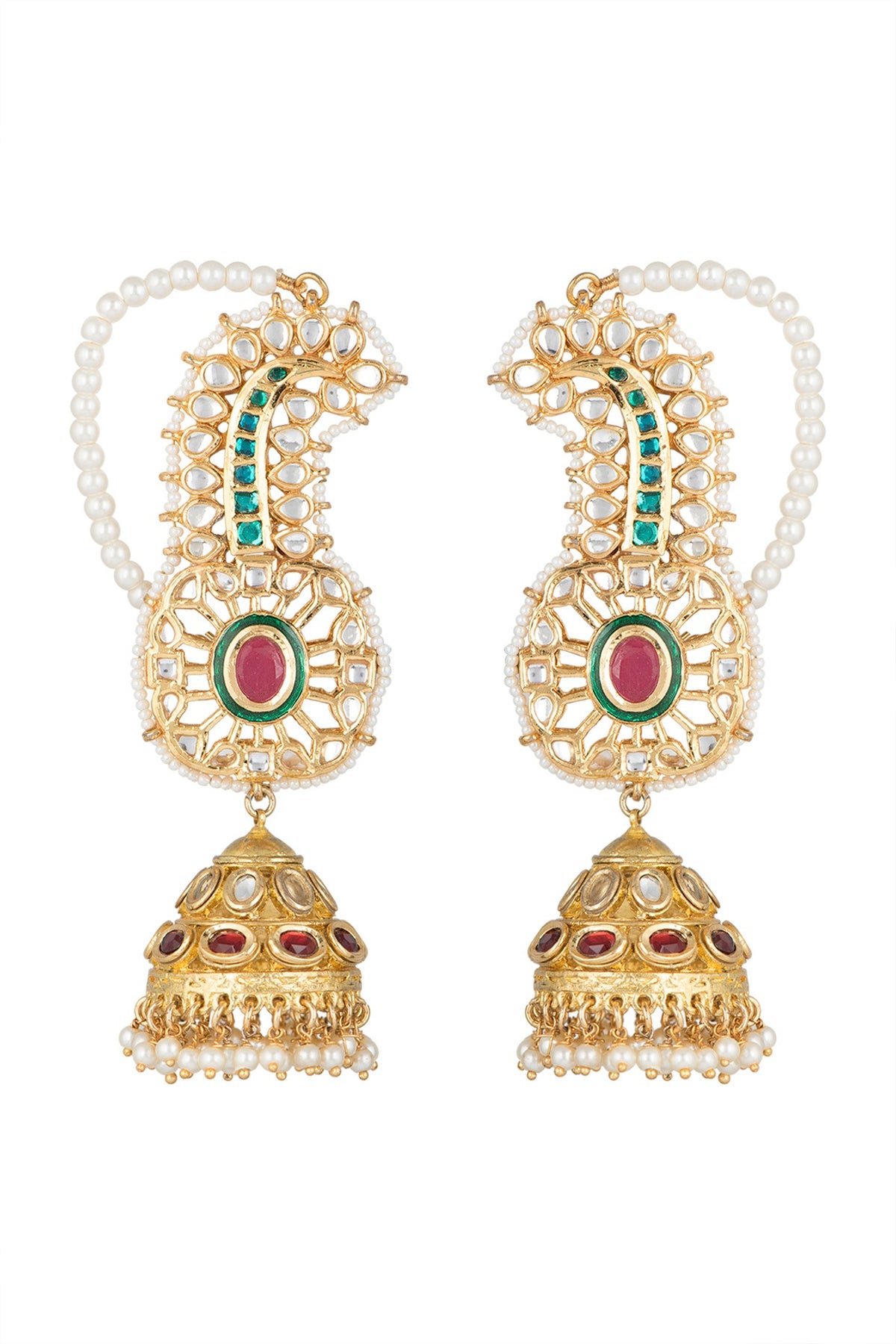 Gold Finish Kundan & Pearl Earrings