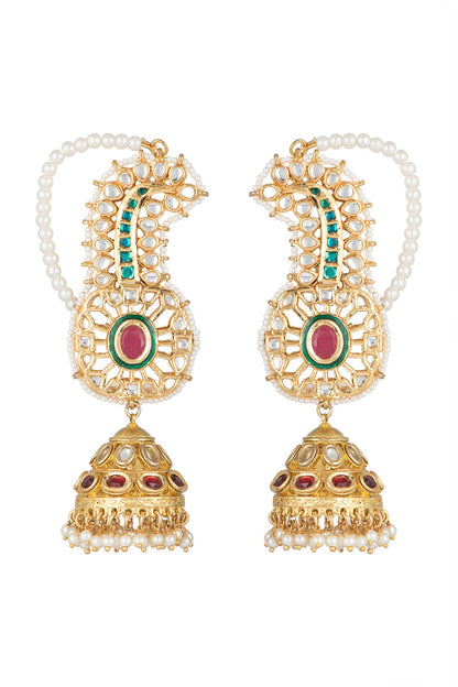 Gold Finish Kundan & Pearl Earrings