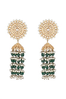 Gold Finish Kundan Dangler Earrings