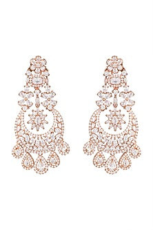 Rose Gold Finish Zircon Bali Earrings