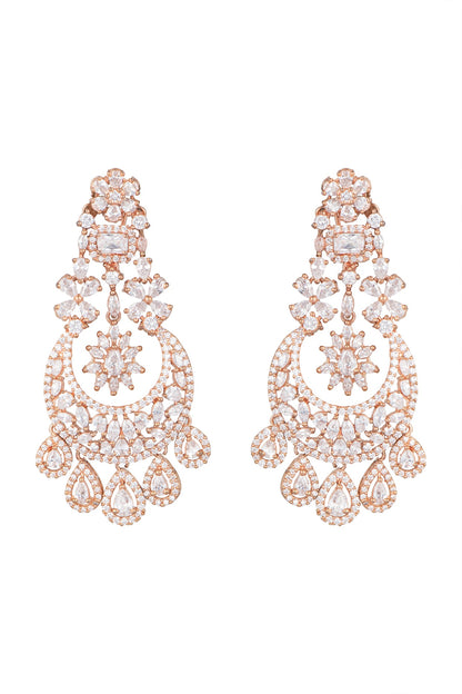 Rose Gold Finish Zircon Bali Earrings