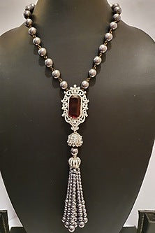 White Finish Faux Diamond Necklace