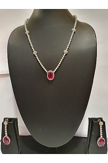 White Finish Ruby Necklace
