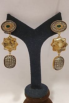 Gold Finish Marble Stone Earrings