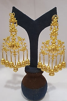 Gold Finish Long Earrings