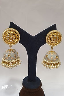 Gold Finish Meenakari Kundan Earrings