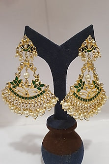 Gold Finish Emerald Meenakari Earrings