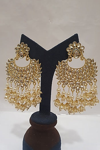 Gold Finish Kundan Chandbali Earrings