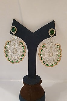 Gold Finish Emerald Earrings