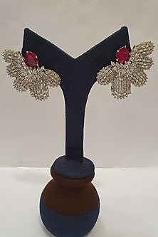 Silver Finish Floral Earrings