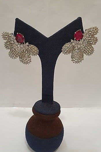 Silver Finish Floral Earrings