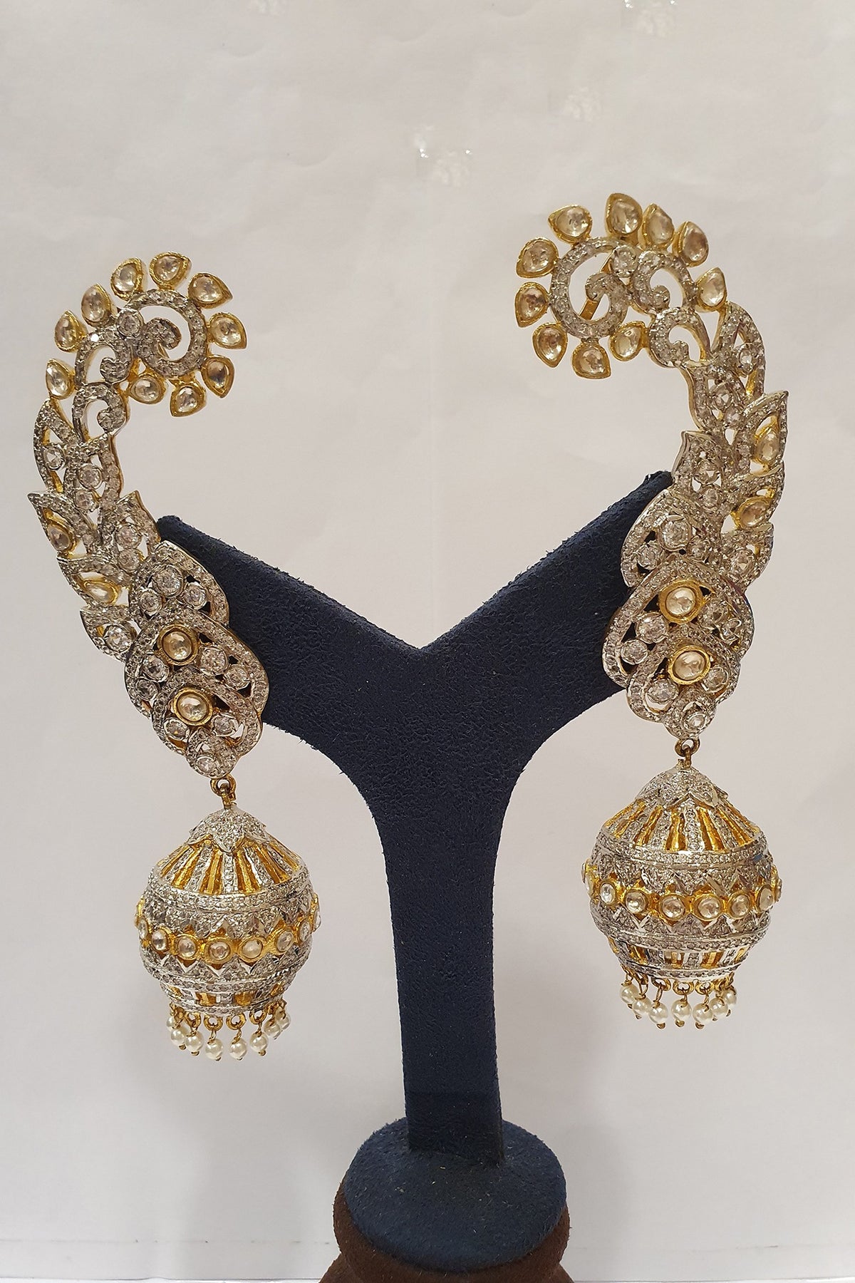 Gold Finish Faux Diamond Earrings