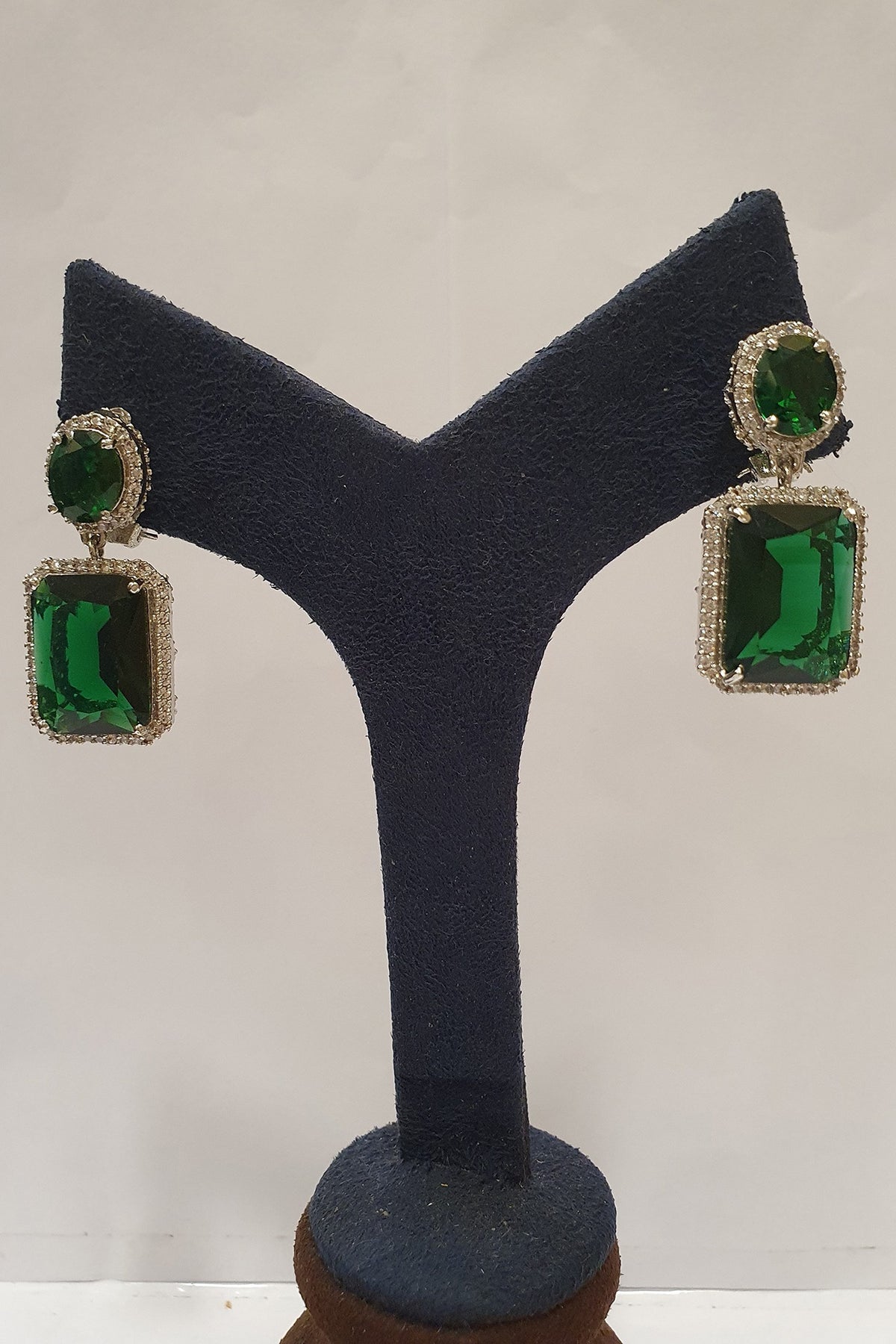Gold Finish Emerald Stone Earrings