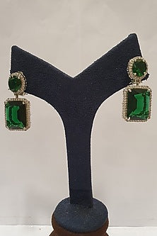 Gold Finish Emerald Stone Earrings