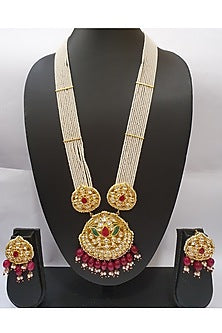 Gold Finish Pearl Necklace Set