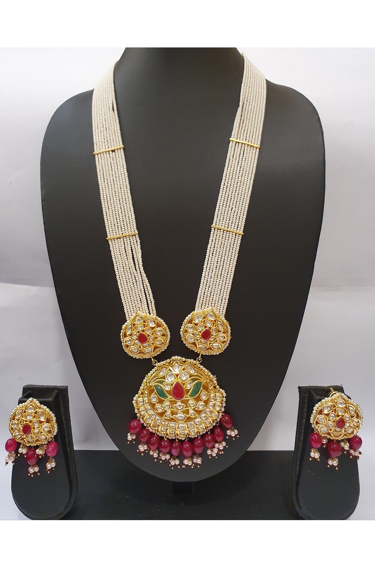Gold Finish Pearl Necklace Set