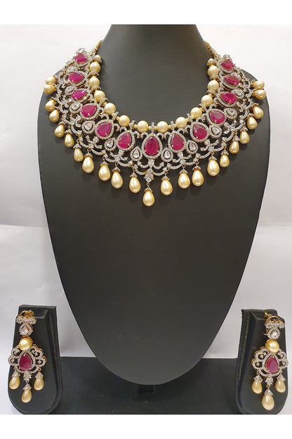 Gold Finish Faux Diamond Necklace Set