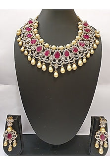 Gold Finish Faux Diamond Necklace Set