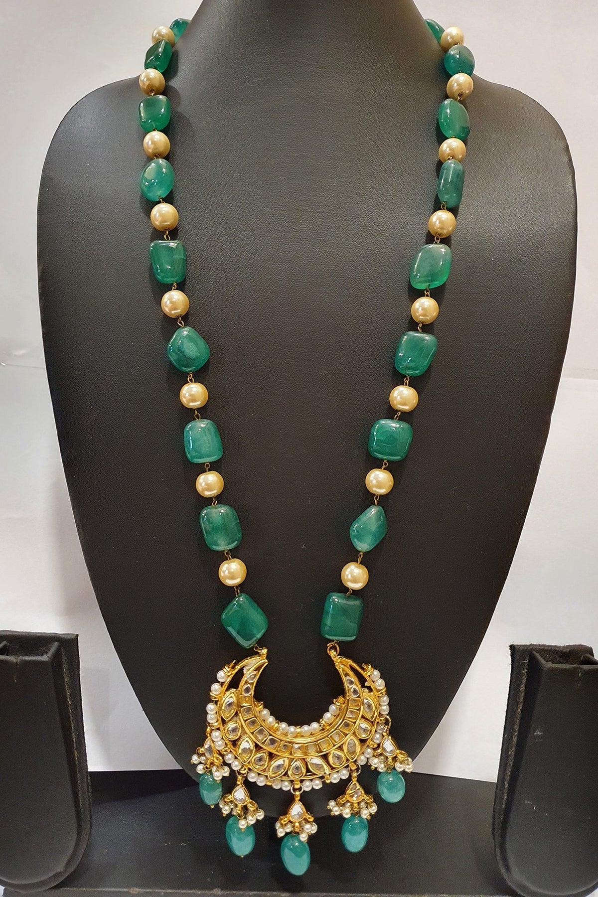 Gold Finish Emerald Necklace