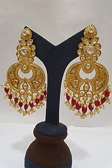 Gold Finish Pearl Chandbali Earrings