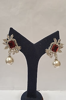 Silver Finish Faux Diamond Earrings