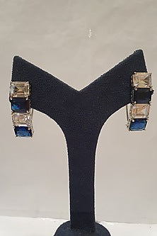 Silver Finish Blue Stone Earrings