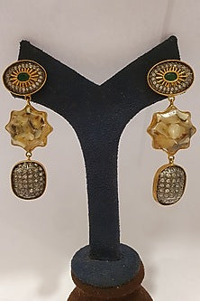 Gold Finish Marble Stone Earrings