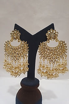 Gold Finish Kundan Chandbali Earrings
