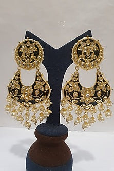 Gold Finish Meenakari Jhumka Earrings