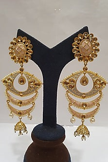 Gold Finish Meenakari Pearl Earrings