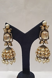Gold Finish Kundan Earrings