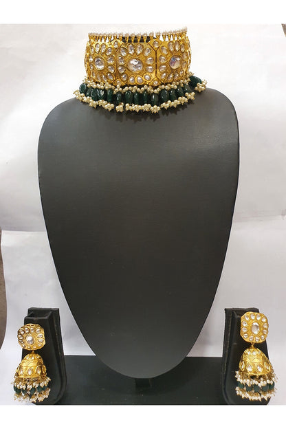 Gold Finish Emerald Necklace Set