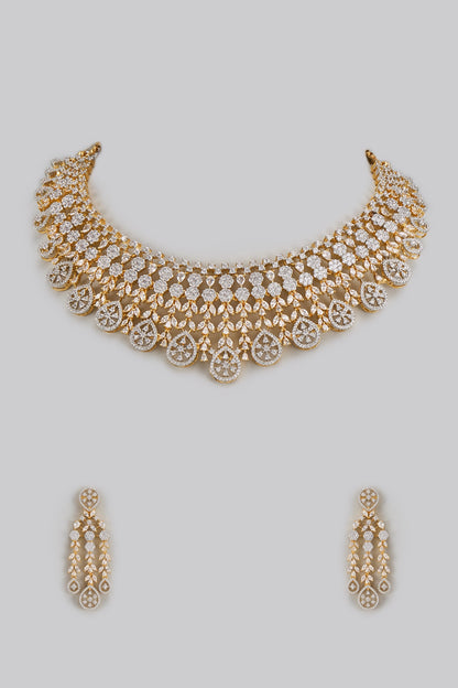 Gold Finish Zircon Necklace Set