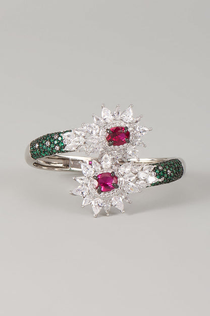 Silver Finish Ruby Stone & Zircon Bracelet