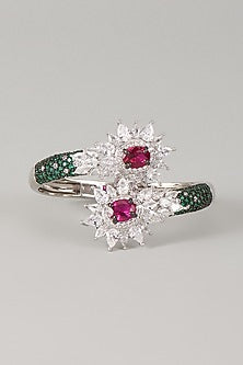 Silver Finish Ruby Stone & Zircon Bracelet