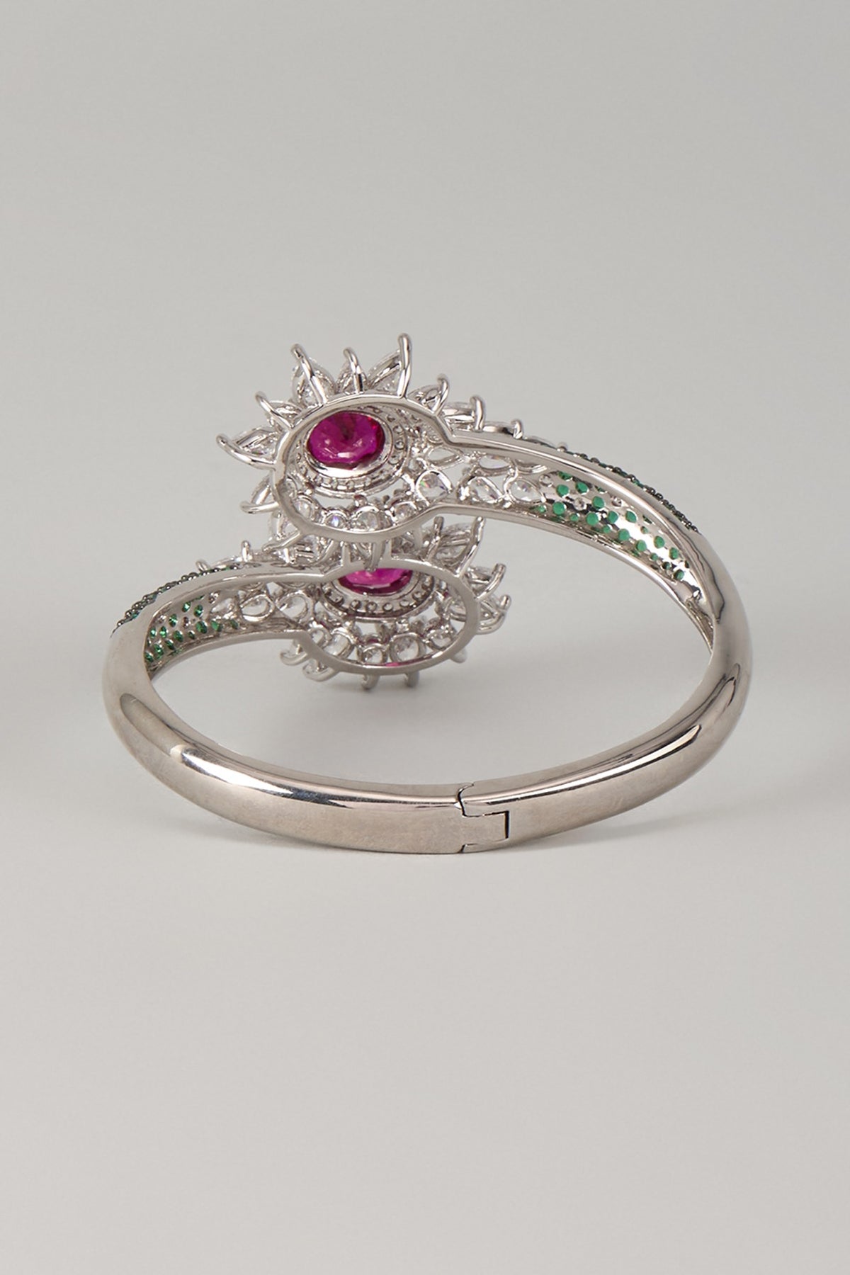 Silver Finish Ruby Stone & Zircon Bracelet