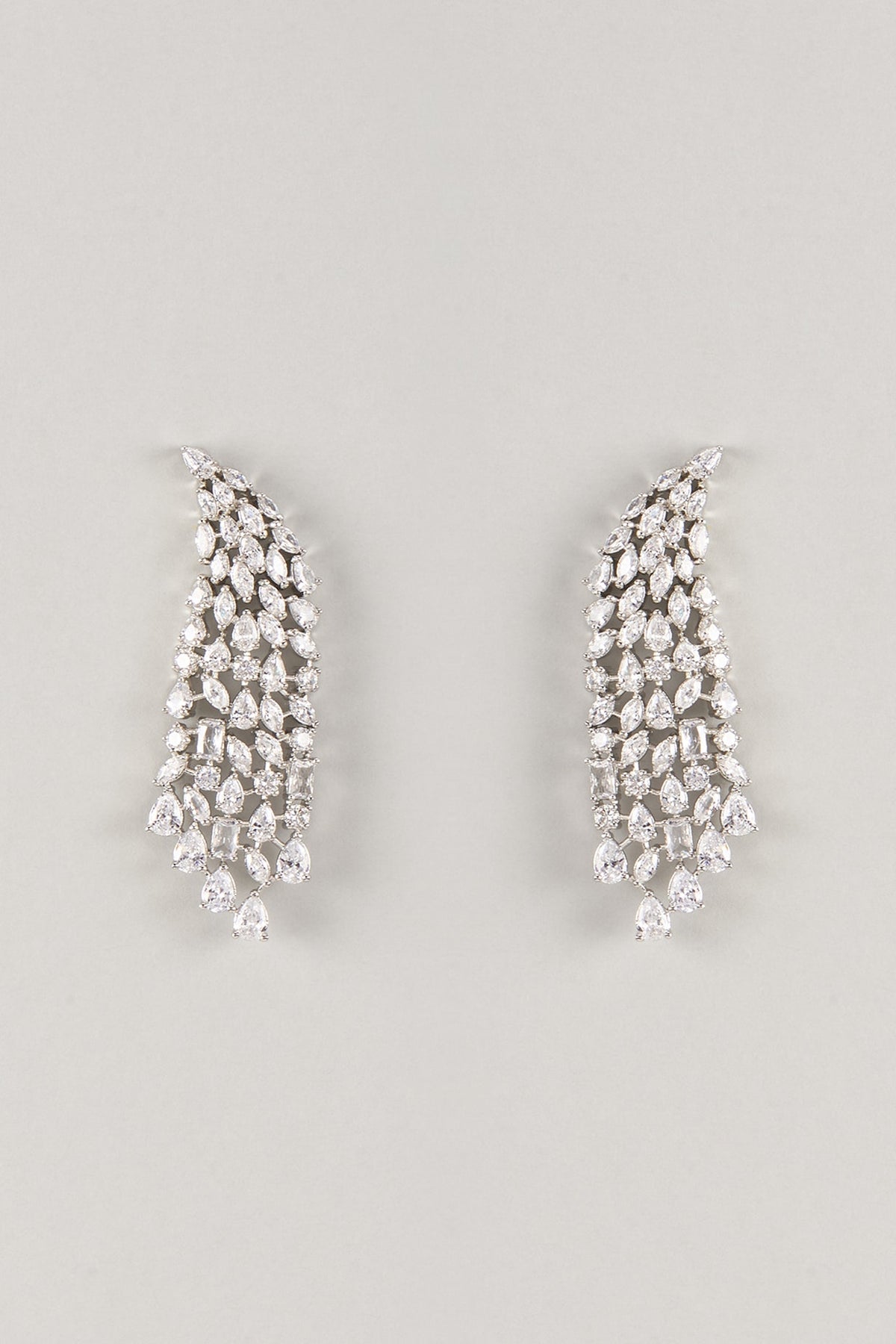 Silver Finish Zircon Dangler Earrings
