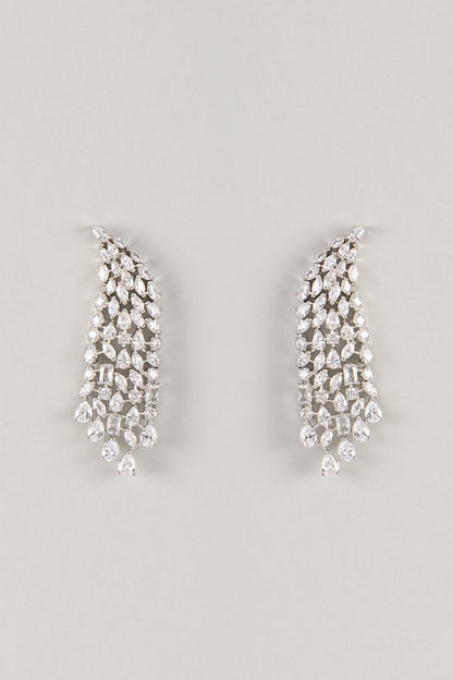 Silver Finish Zircon Dangler Earrings